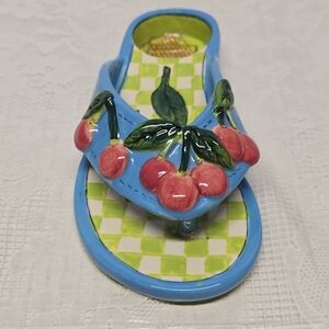 Diane Artware Ceramic Flip Flop “Cherry Cobbler” Votive Candle Holder Y2K Summer